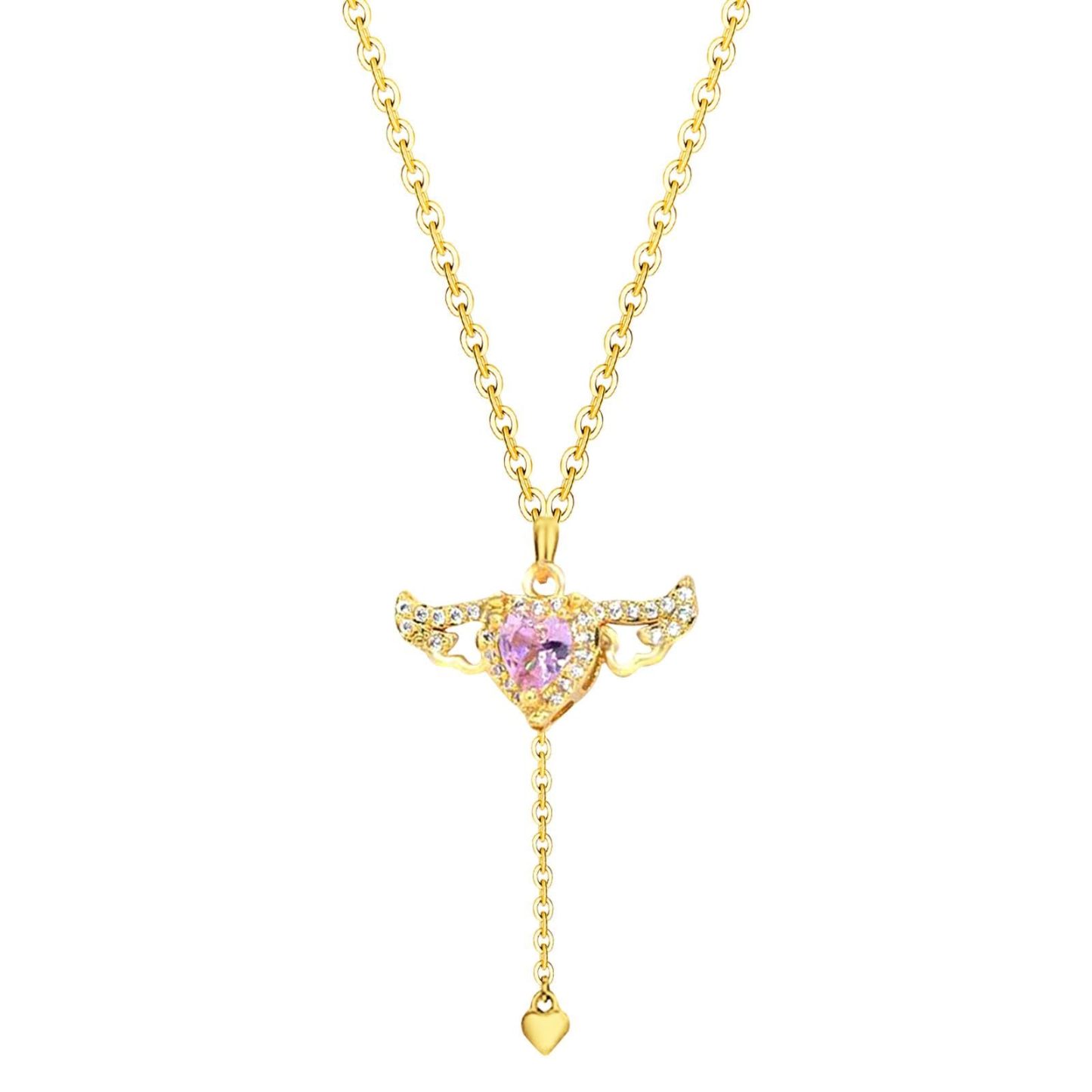 Winnifred Anti Tarnish Stainless Steel Silver Diamond Flying Angelwing Necklace Crystal Gold-plated Plated Stainless Steel Necklace