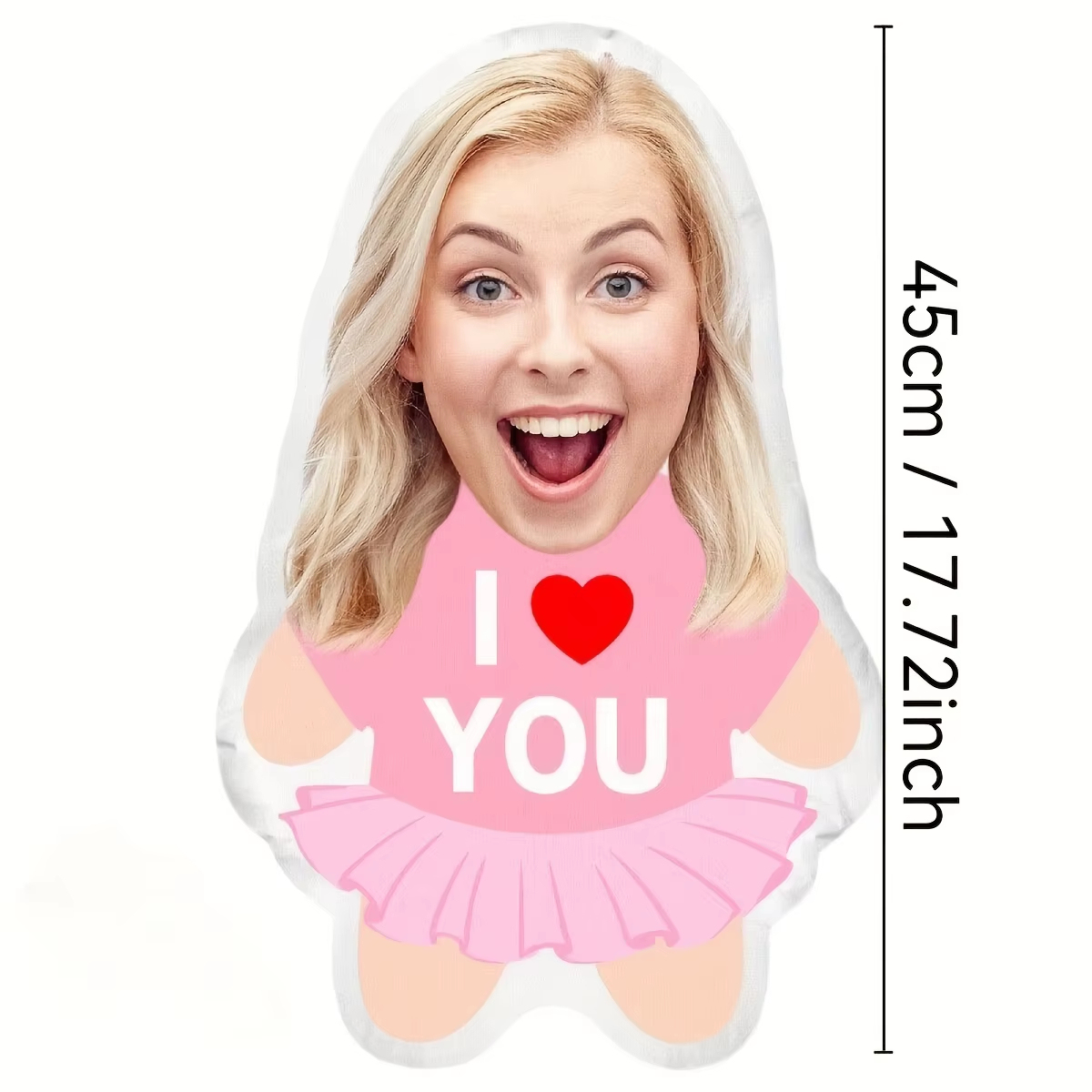 Customized Face Pillow with "I Love You" Text Design, Minime Pillow for Couples Knitted Fabric Polyester Fiber Cushion That Can Be Hugged