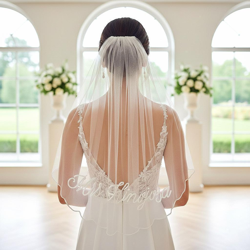 Custom Embroidered Wedding Veils with Portraits | Personalized