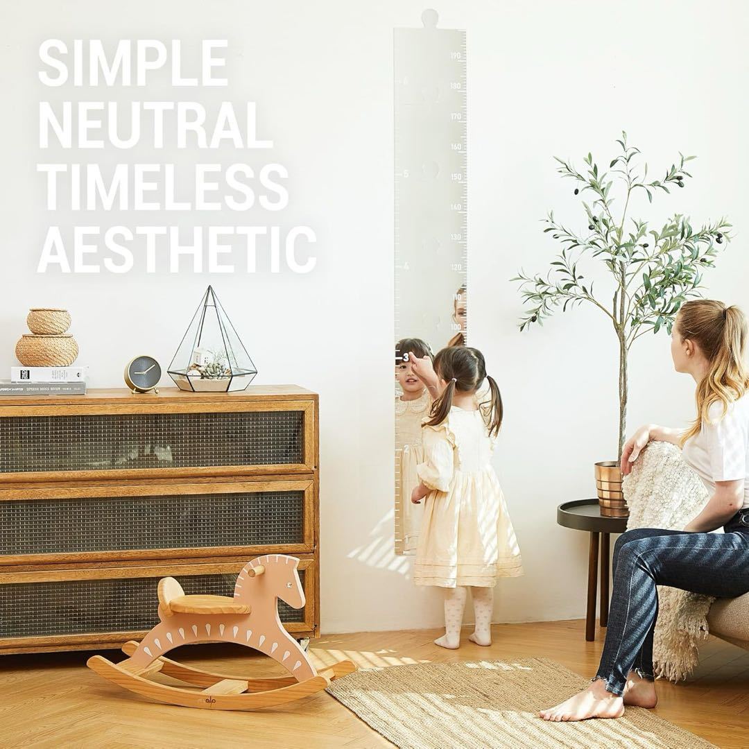 Acrylic Mirror Growth Chart Wall Sticker Kids Height Measurement Ruler in Inches & cm, Decal for Family Baby Room, Nursery, Kindergarten