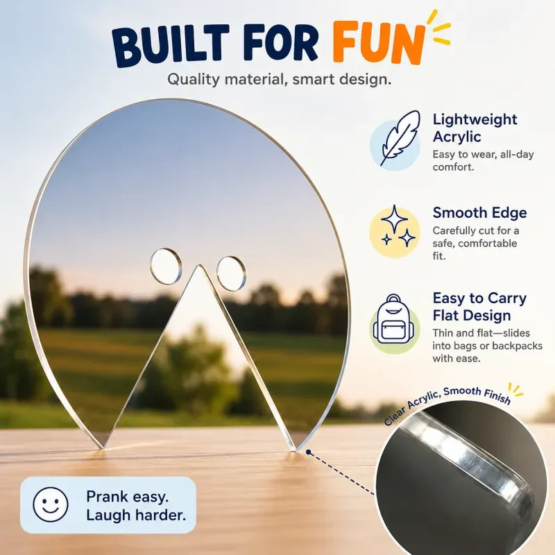 Acrylic Mirror Mask Head-mounted Photo Prop,Reflective Surface Mirror Face Mask for Photoshoots