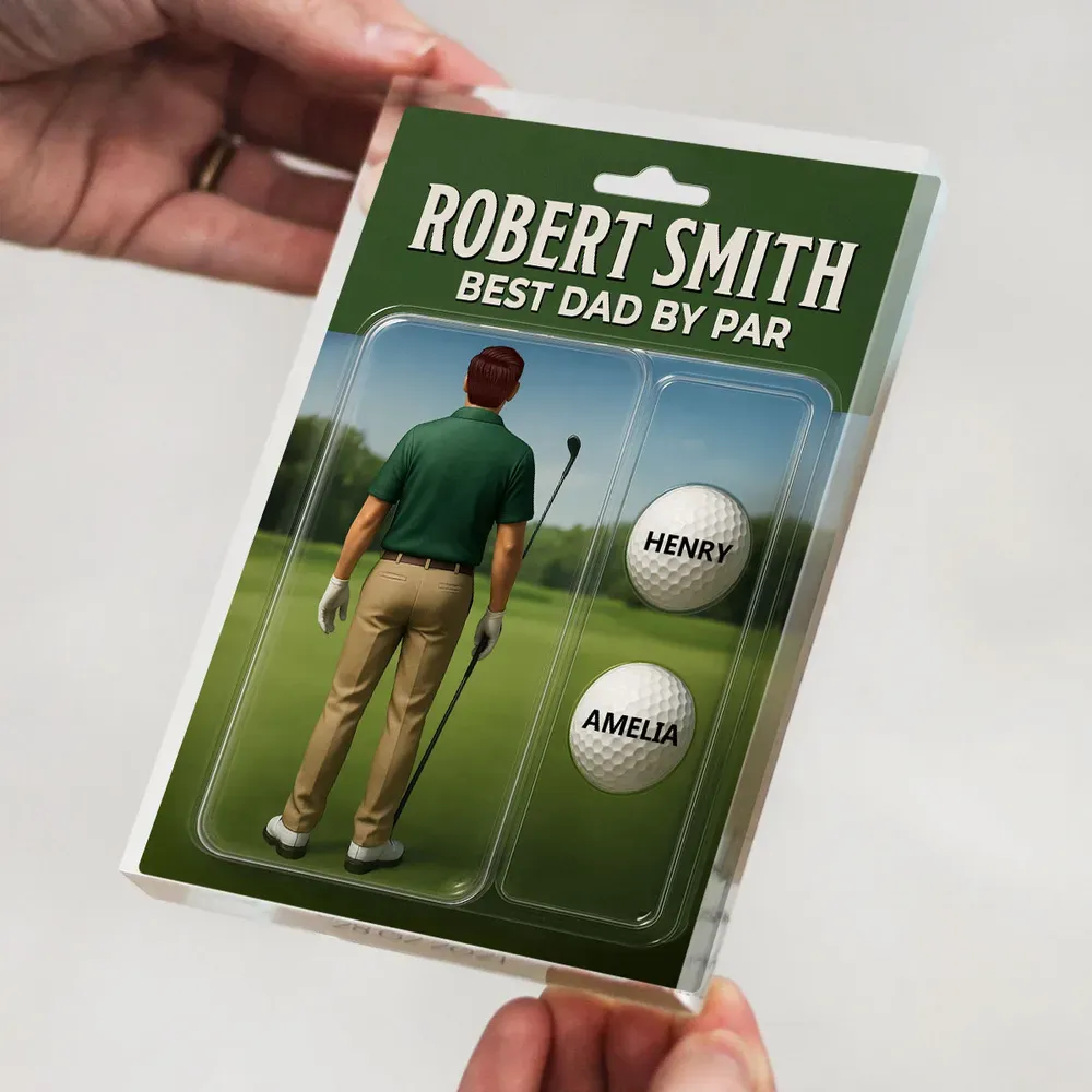 Personalized Acrylic Block Plaque “Best Dad by Par” Golf-Themed Gift with Custom Kids’ Names Perfect Father’s Day Gift for Golf-Loving Dads