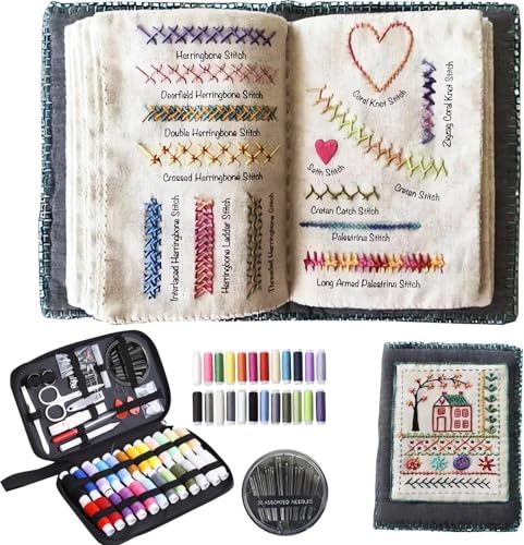 Embroidery Stitch Book Kit, 2026 New Embroidery Book, Complete Sewing Tools & Tutorials for Beginners, Portable DIY Kit with Floral Motifs, Ideal Gift for Craft Lovers & DIY Enthusiasts