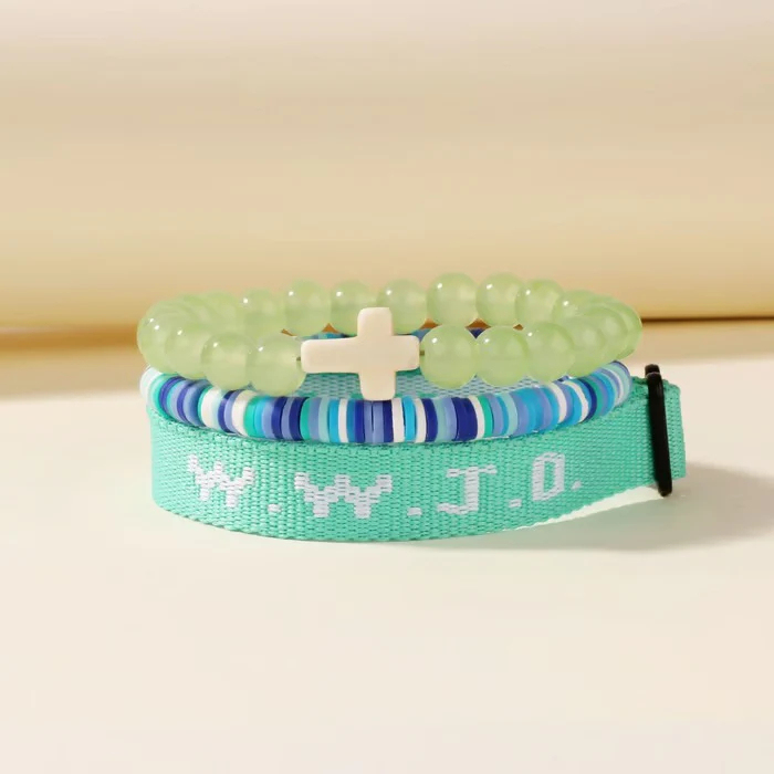 W.W.J.D. "What Would Jesus Do" Faith Bracelet Set
