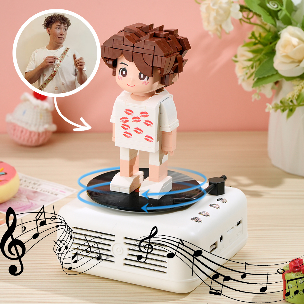Custom Brick Figure with Bluetooth Base Brick Rock Guitar Speaker Brick Music Toy For Him Gift For Music Lovers