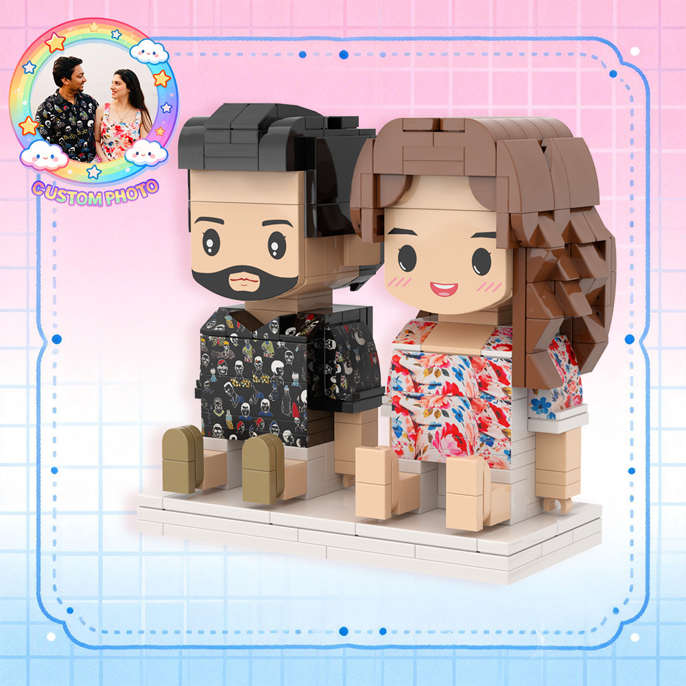 Custom Fully Body 2 People Custom Brick Figures Persanalized Sitting Brick Figures Sweet Couple Gifts 