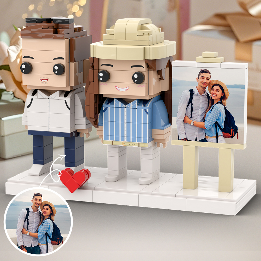 Couple Anniversary Full Body Customizable 2 People Photo Frame Custom Cute Brick Figures Gift for Wife
