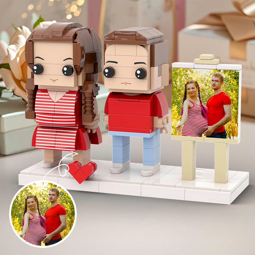 Pregnancy Gift Full Body Customizable 2 People Photo Frame Custom Brick Figures