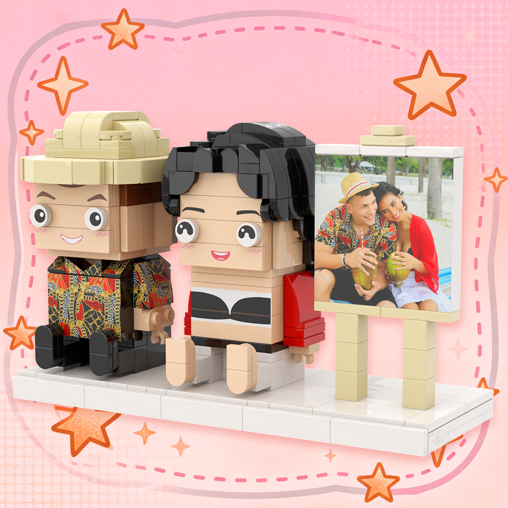 Custom Fully Body 2 People Custom Brick Figures Persanalized Sitting Brick Figures Sweet Couple Gifts 