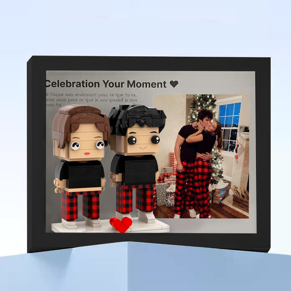 Fully Body 2 People Custom Brick Figures Photo Framed Anniversary Gift