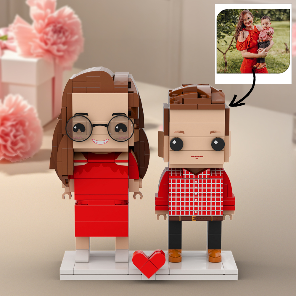 Custom Brick Figures for Mother's Day Gift Full Body Customizable 2 People Mother and Son