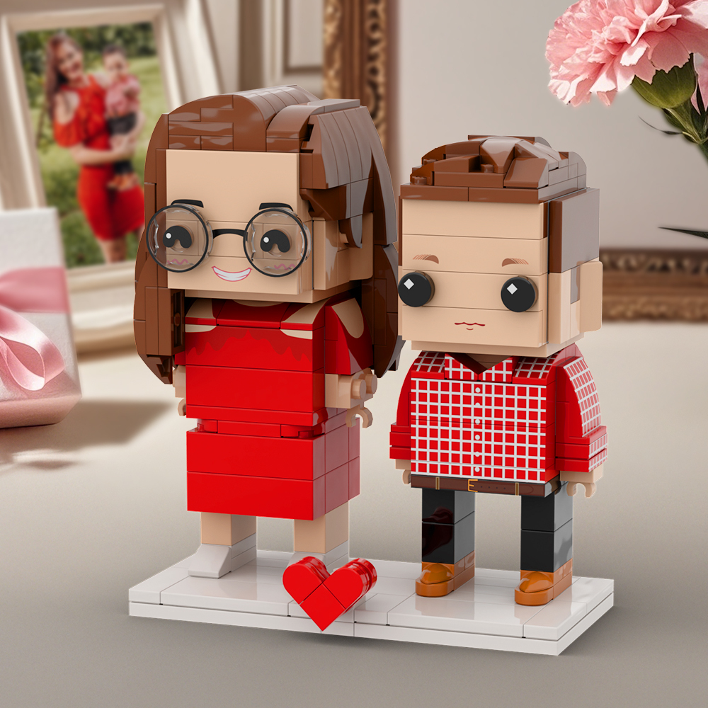 Custom Brick Figures for Mother's Day Gift Full Body Customizable 2 People Mother and Son