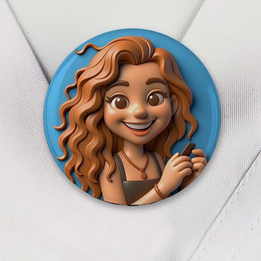 Custom 3D Cartoon Personalized Photo Fridge Magnet Badge -