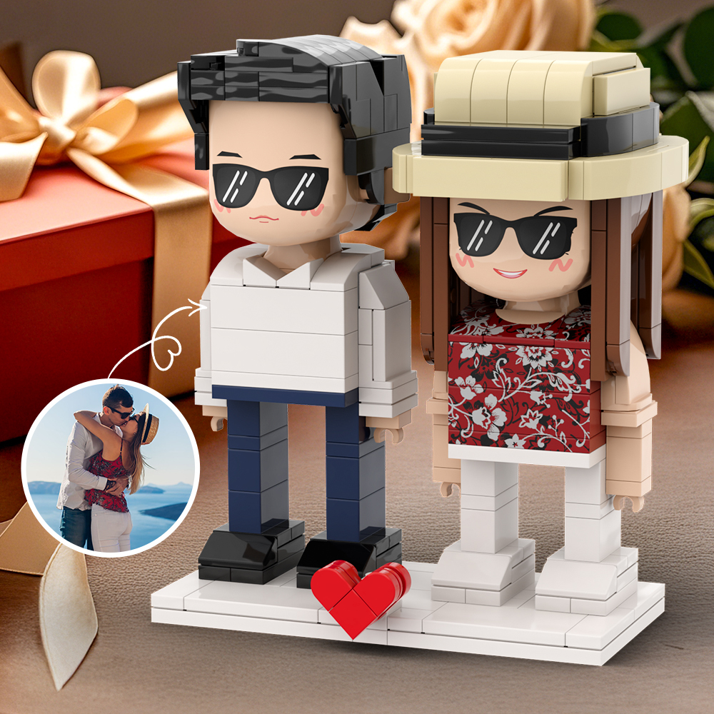 Full Body 2 People Duddu Brick Figures Custom Brick Figure Sweet Kissing Couple Gift