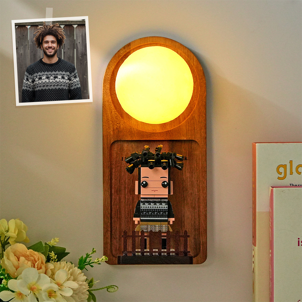 Custom Name & Photo Brick Figure Night Light Personalized Family Night Light Best Gift