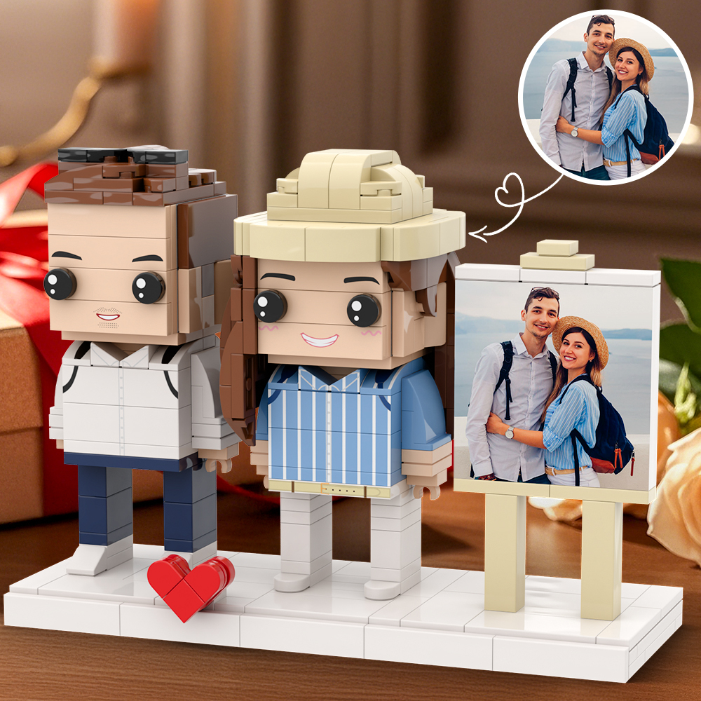 Couple Anniversary Full Body Customizable 2 People Photo Frame Custom Cute Brick Figures Gift for Wife