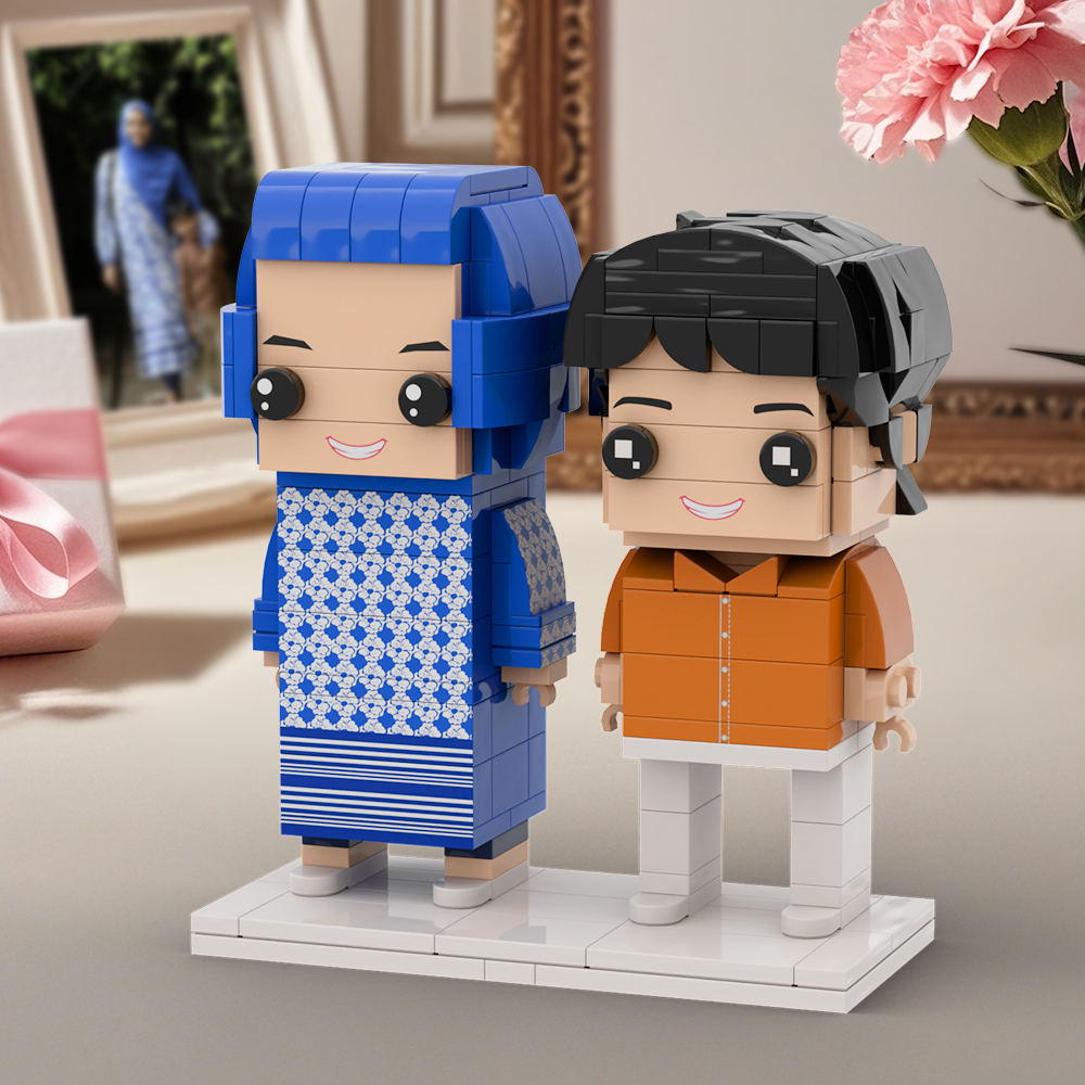 Customizable 2 People Mother and Son Full Body Custom Brick Figures