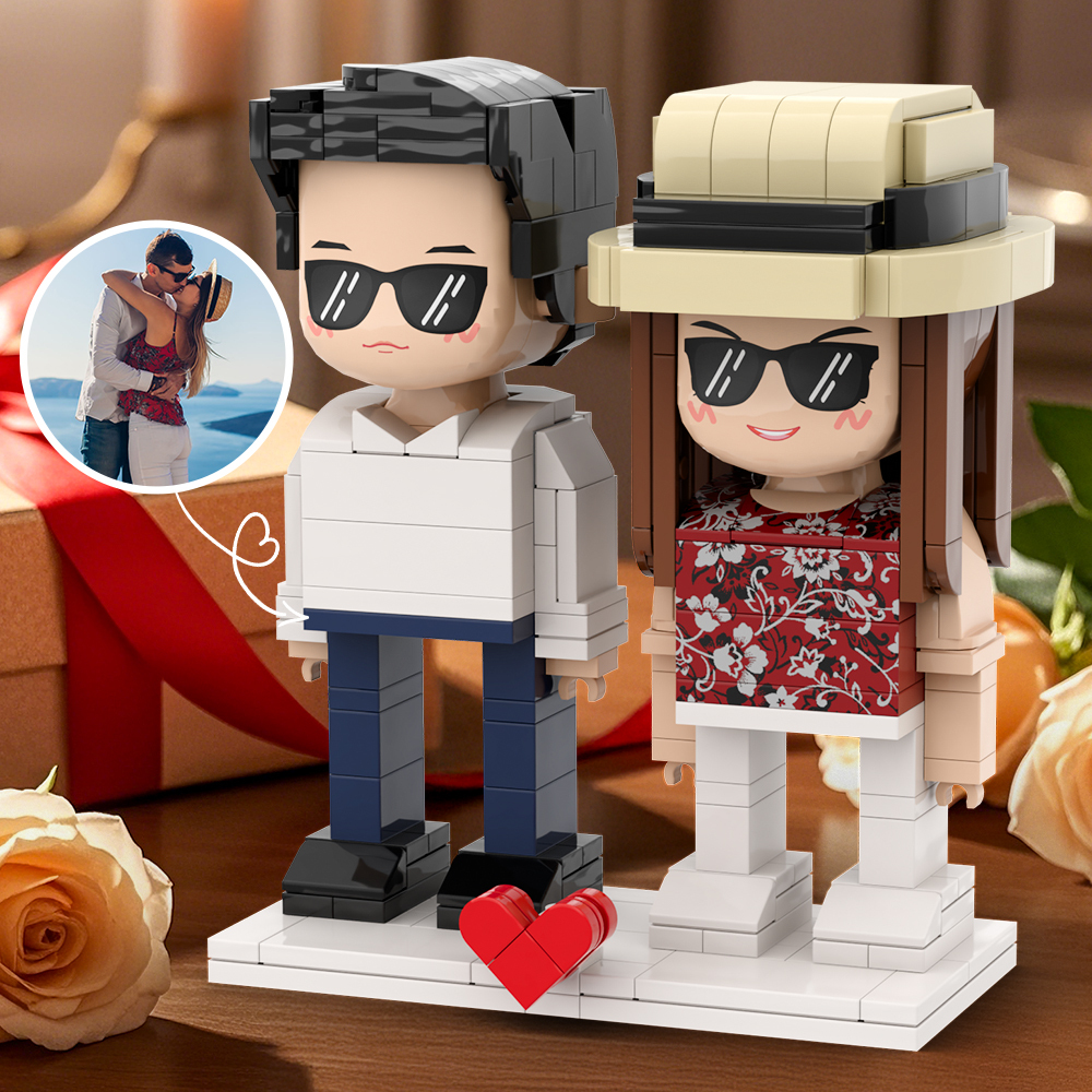 Full Body 2 People Duddu Brick Figures Custom Brick Figure Sweet Kissing Couple Gift