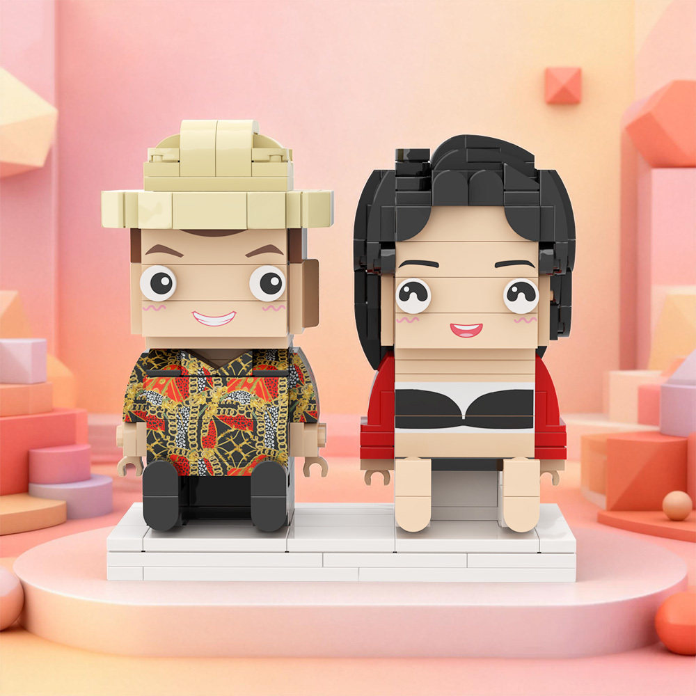 Custom Fully Body 2 People Custom Brick Figures Persanalized Sitting Brick Figures Sweet Couple Gifts 