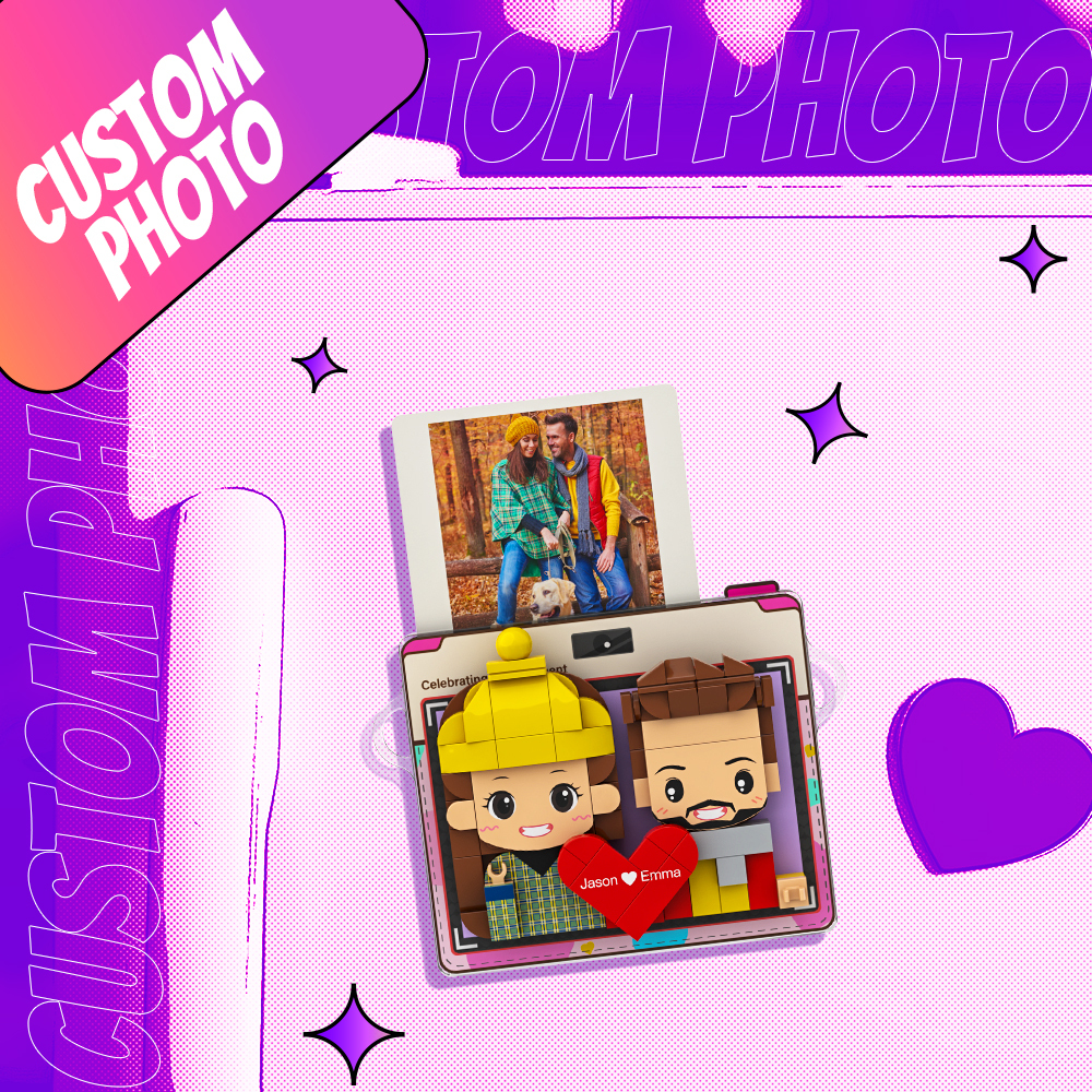 Custom Brick Figure Fridge Magnets Polaroid Style Gift Fridge Magnet Gift For Girlfriend Boyfriend