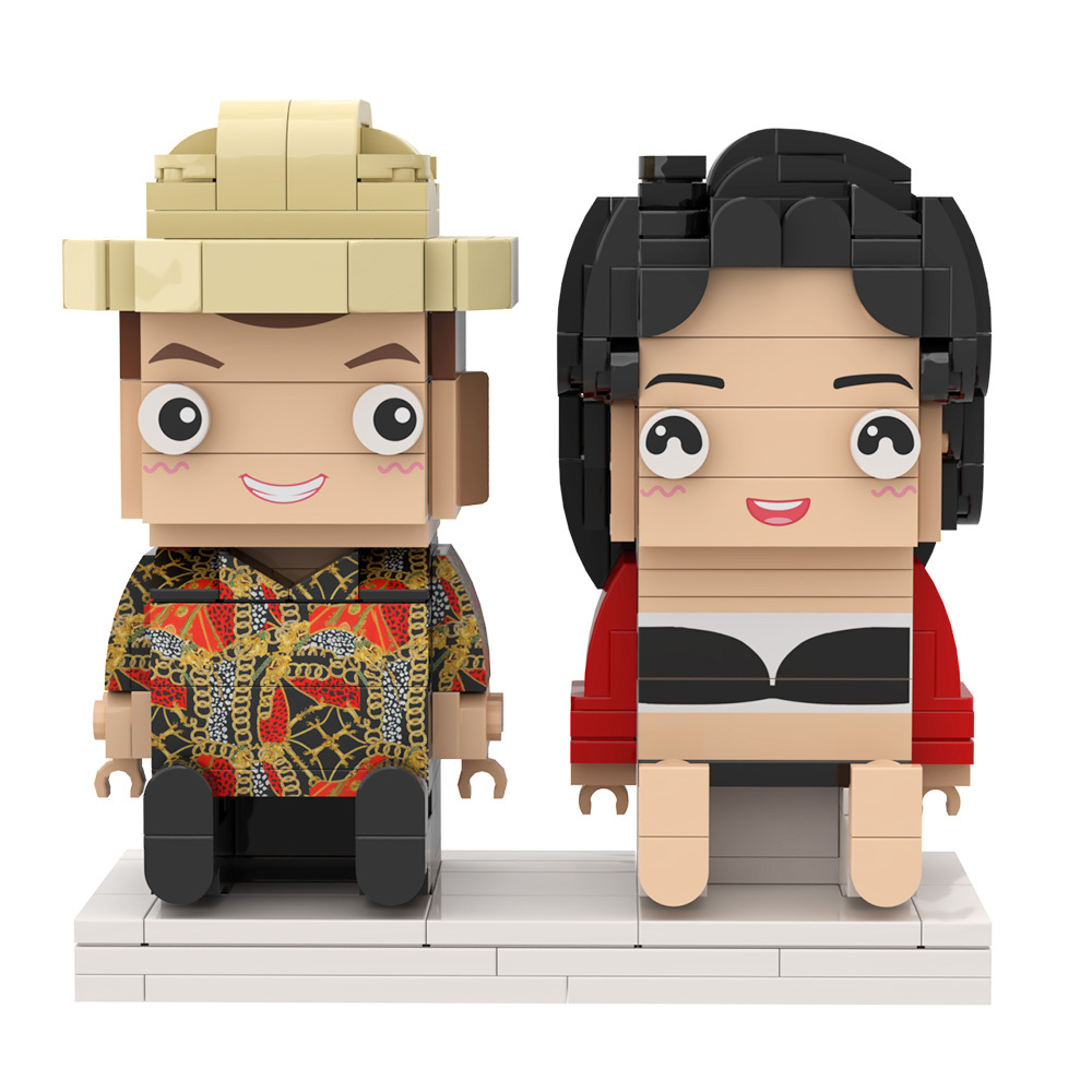 Custom Fully Body 2 People Custom Brick Figures Persanalized Sitting Brick Figures Sweet Couple Gifts 