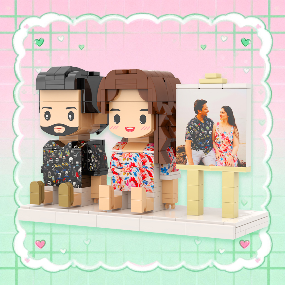 Custom Fully Body 2 People Custom Brick Figures Persanalized Sitting Brick Figures Sweet Couple Gifts 