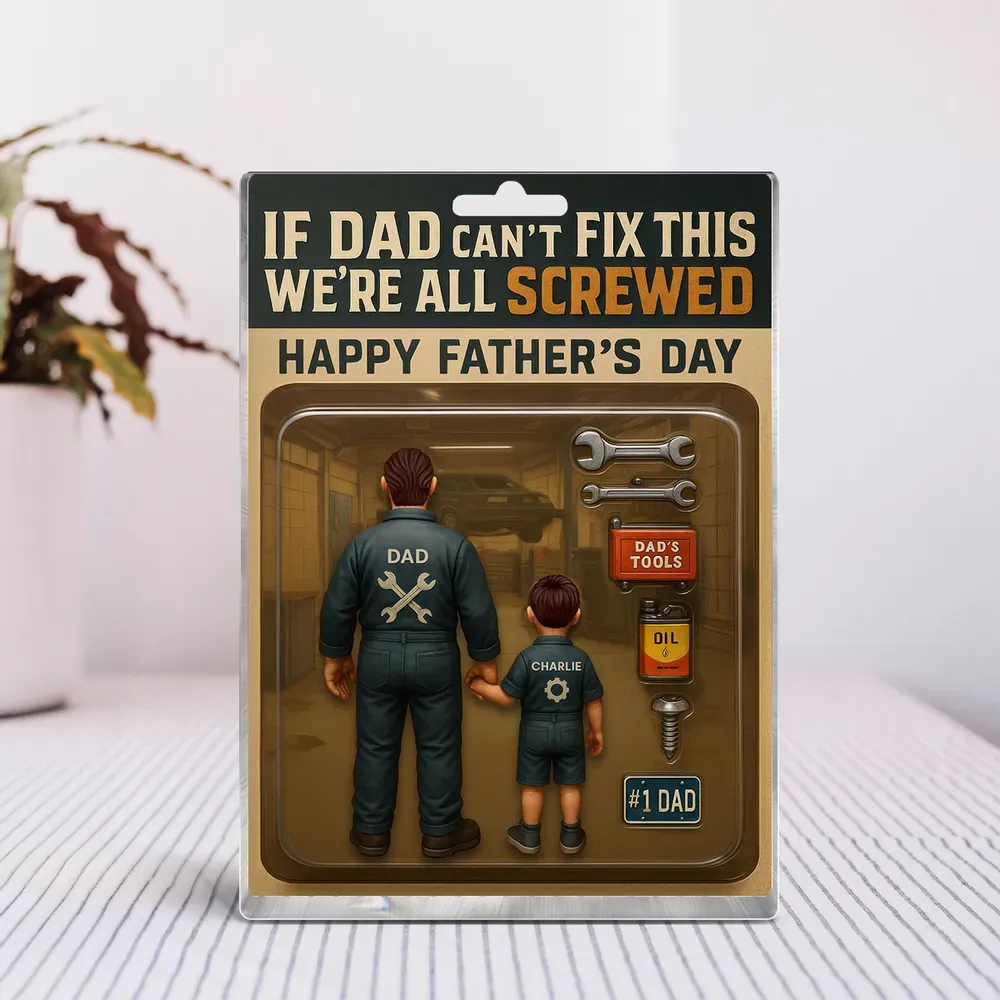 If Dad Can't Fix This We're All Screwed Mechanic Handy Man – Custom Figure Personalized Acrylic Block Plaque, Father's Day Gift for Dad or Husband