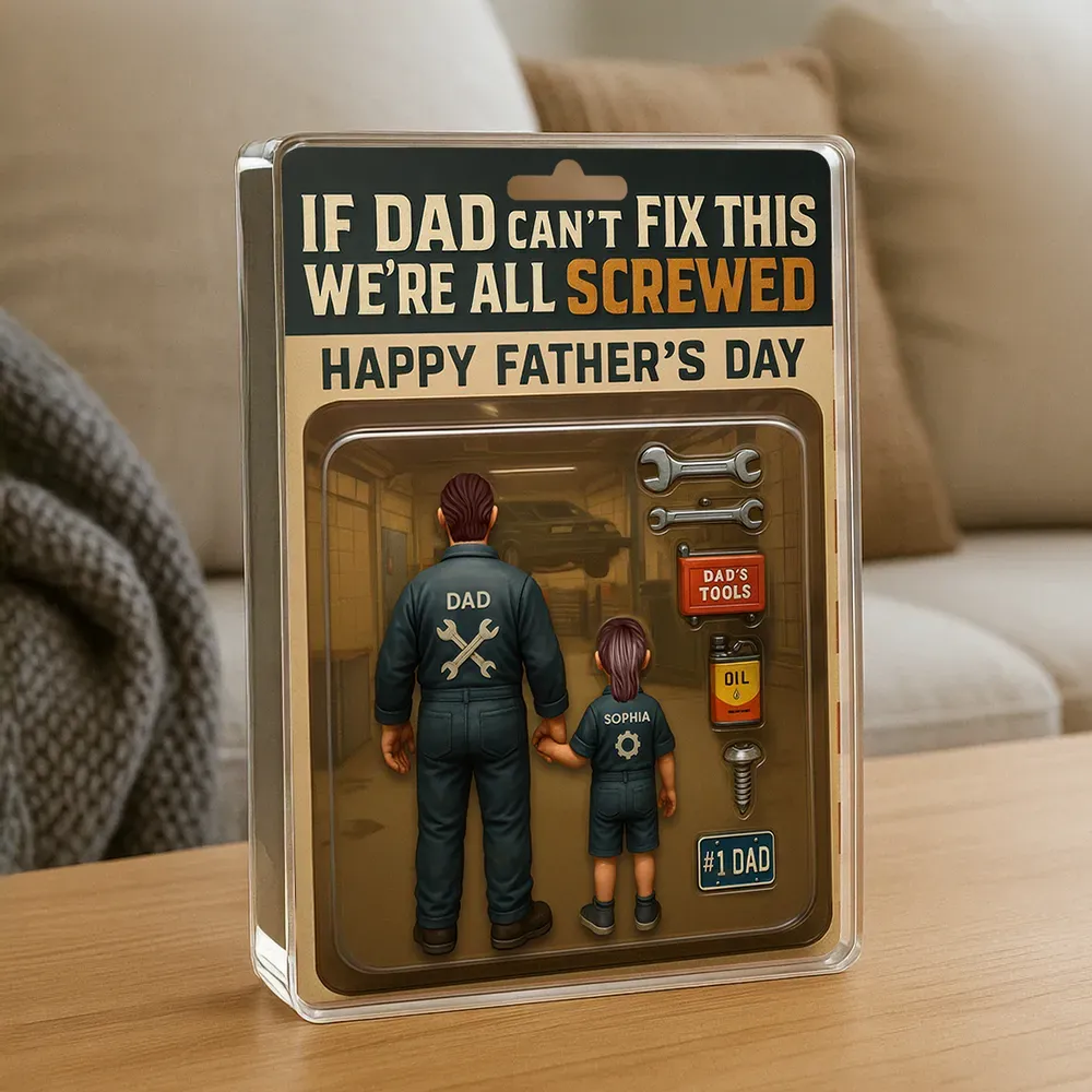 If Dad Can't Fix This We're All Screwed Mechanic Handy Man – Custom Figure Personalized Acrylic Block Plaque, Father's Day Gift for Dad or Husband