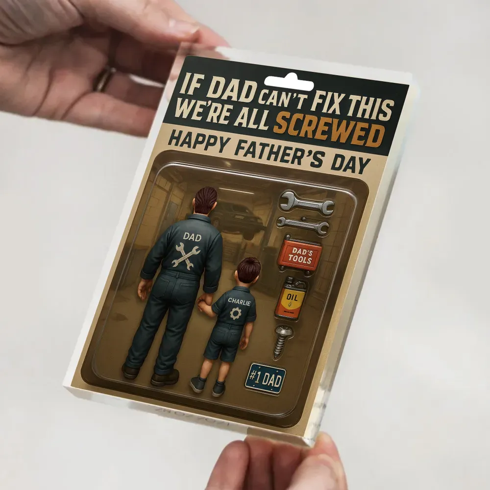 If Dad Can't Fix This We're All Screwed Mechanic Handy Man – Custom Figure Personalized Acrylic Block Plaque, Father's Day Gift for Dad or Husband