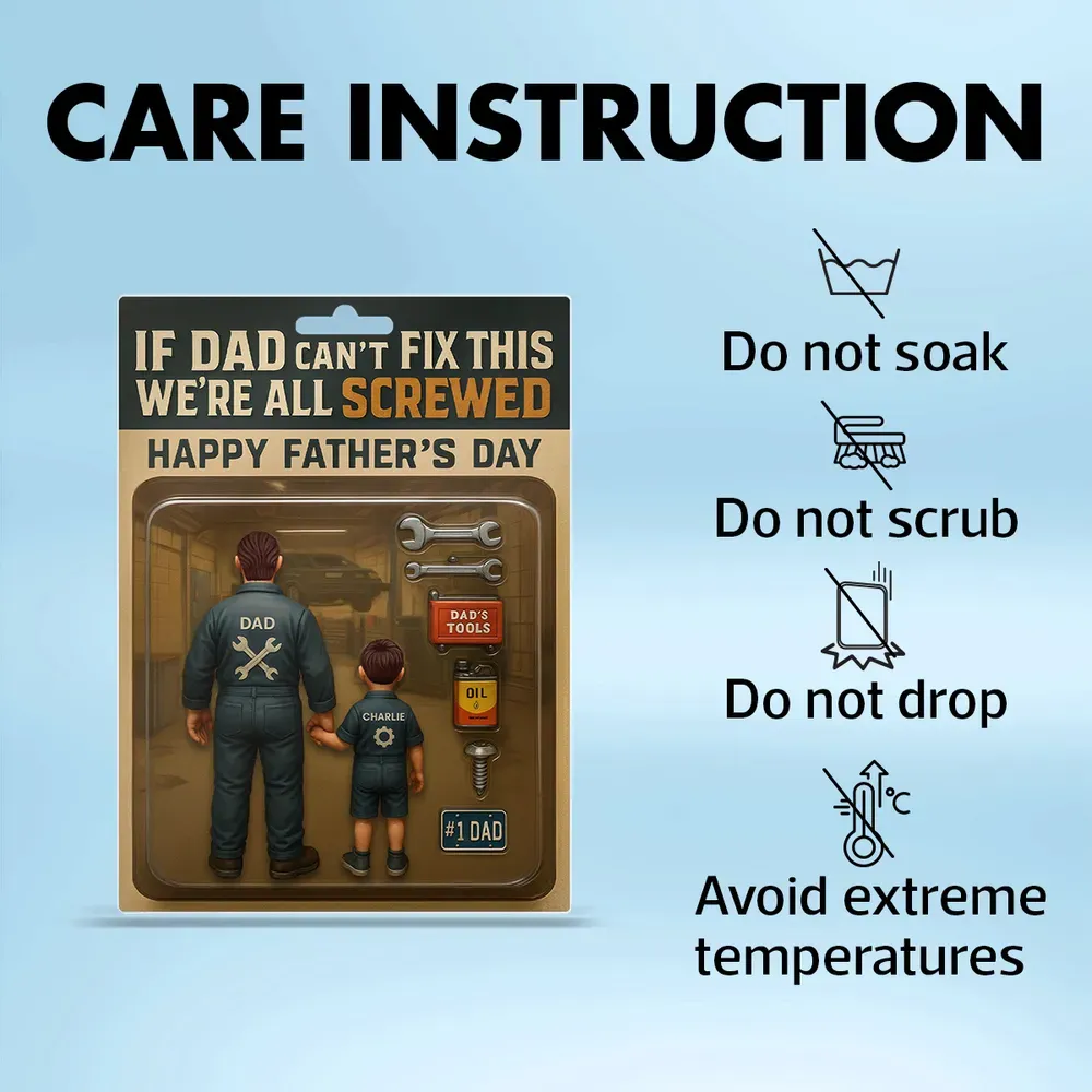 If Dad Can't Fix This We're All Screwed Mechanic Handy Man – Custom Figure Personalized Acrylic Block Plaque, Father's Day Gift for Dad or Husband