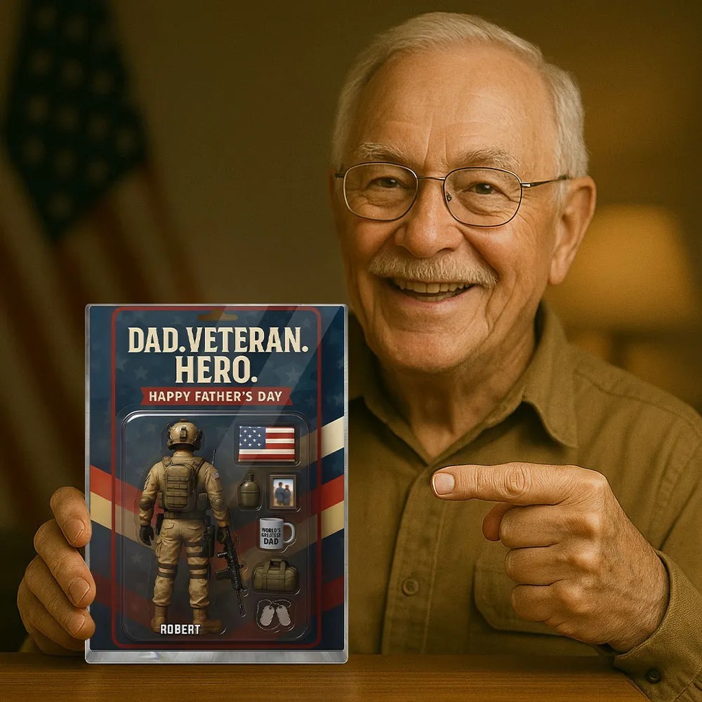 Dad, Veteran, Hero – Custom Figure Personalized Acrylic Block Plaque, 2025 Father's Day Gift for Him or Dad