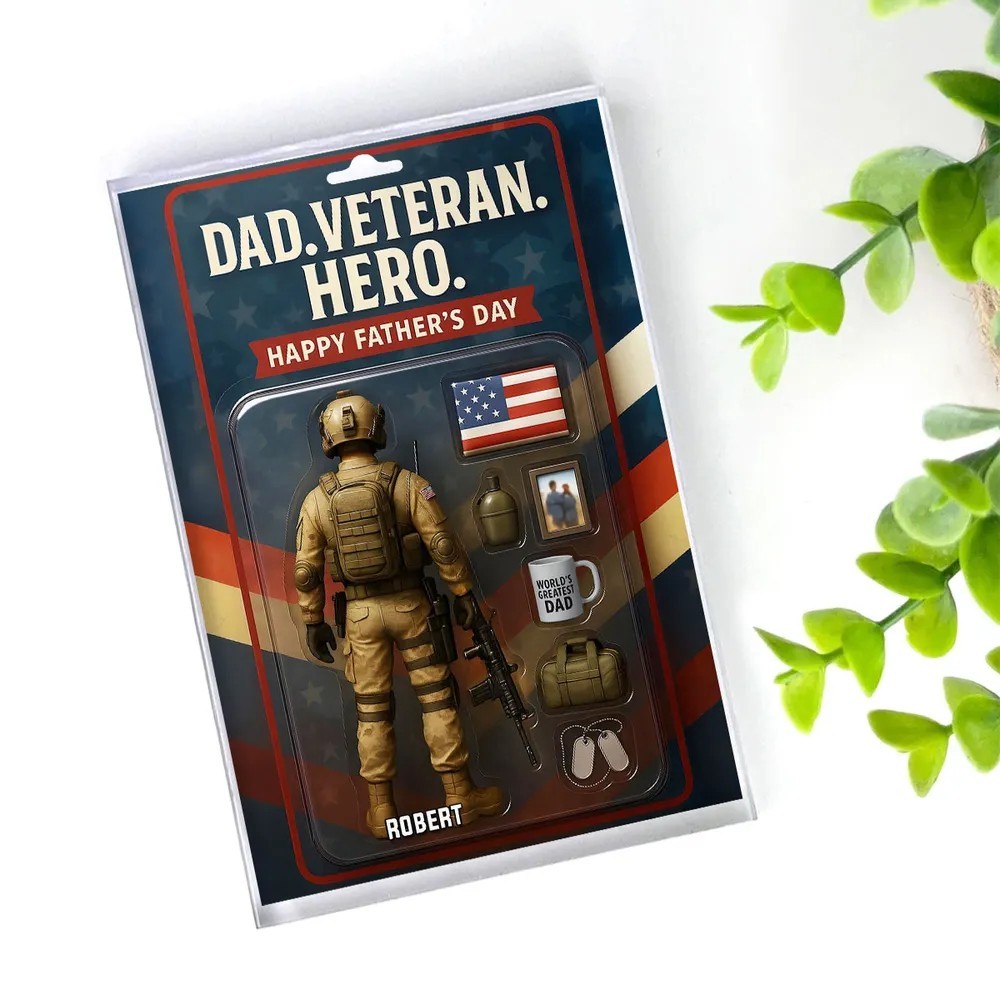 Dad, Veteran, Hero – Custom Figure Personalized Acrylic Block Plaque, 2025 Father's Day Gift for Him or Dad