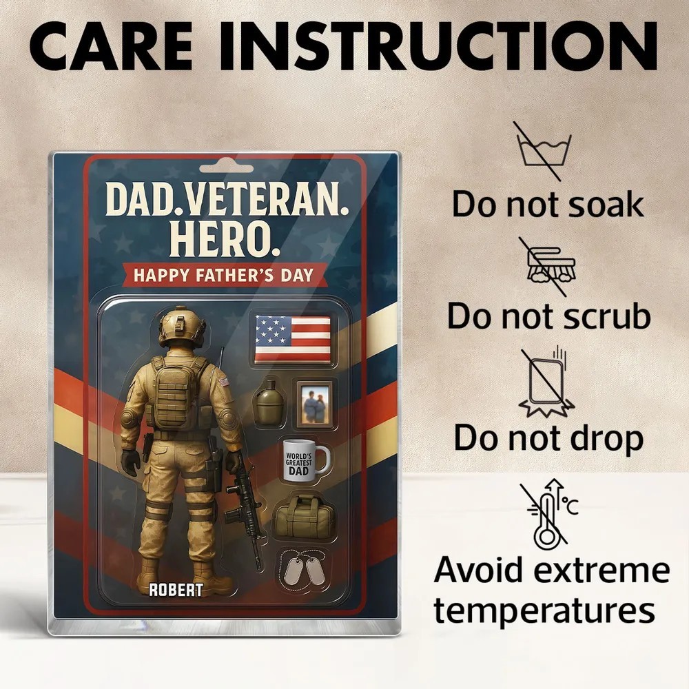 Dad, Veteran, Hero – Custom Figure Personalized Acrylic Block Plaque, 2025 Father's Day Gift for Him or Dad