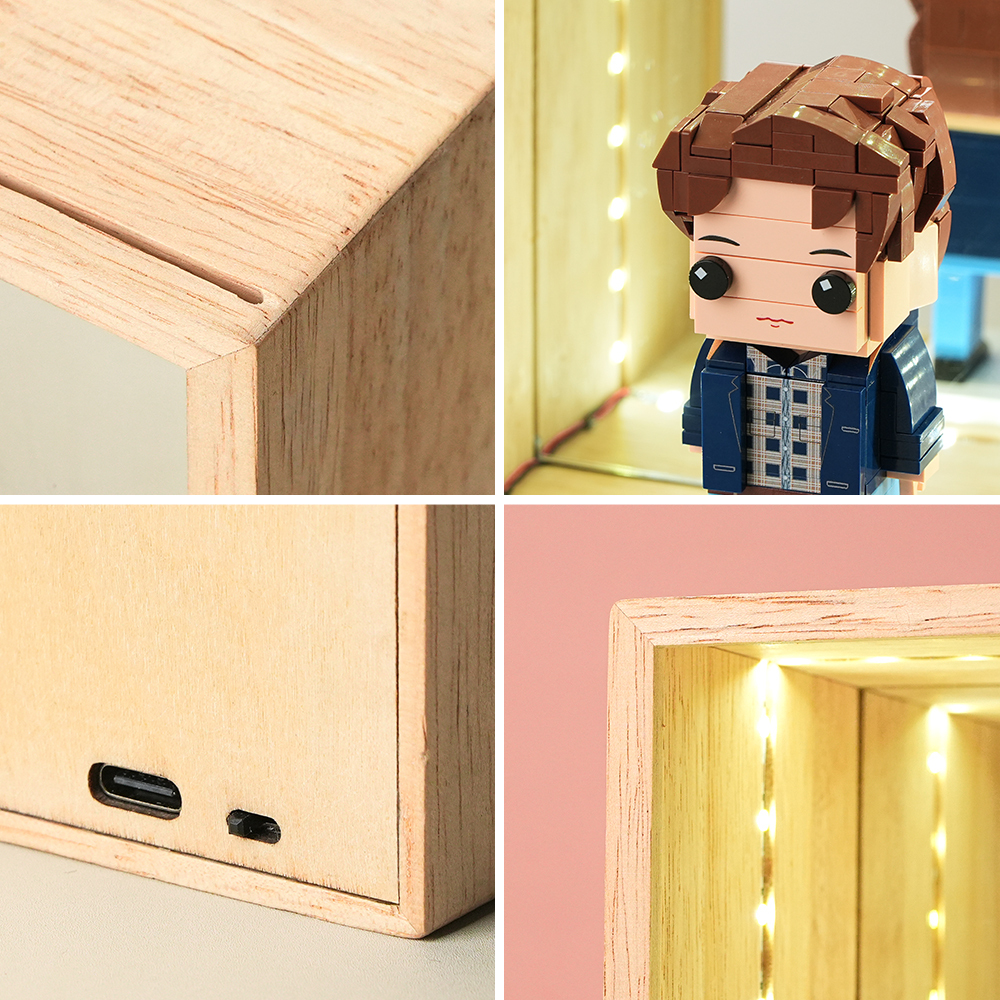 Personalized Fully Body 1 People Brick Figure Mirror Light Box Perfect Birthday Gift for Him/Kid