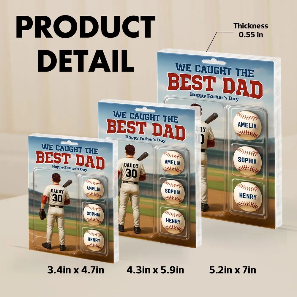 Custom Figure We Caught The Best Dad Baseball With Kids' Names Personalized Acrylic Block Plaque, Perfect Father's Day Gift For Him, For Dad, For Baseball Lover