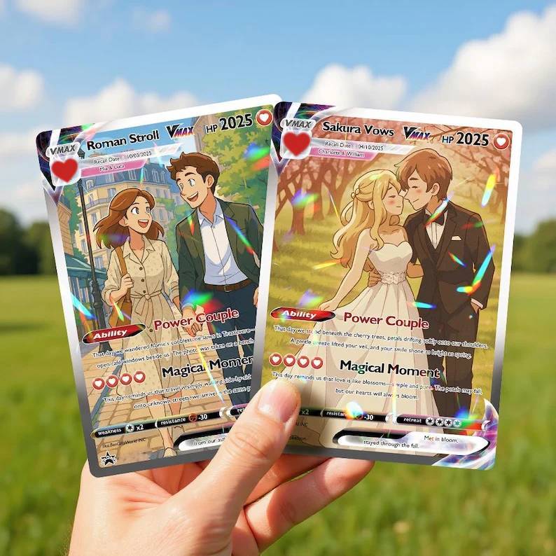 Personalized Photo Anime VMAX Card Fantasy Game Anime Card Valentine's Day Gift for Couple - MyCustomBrickFigures