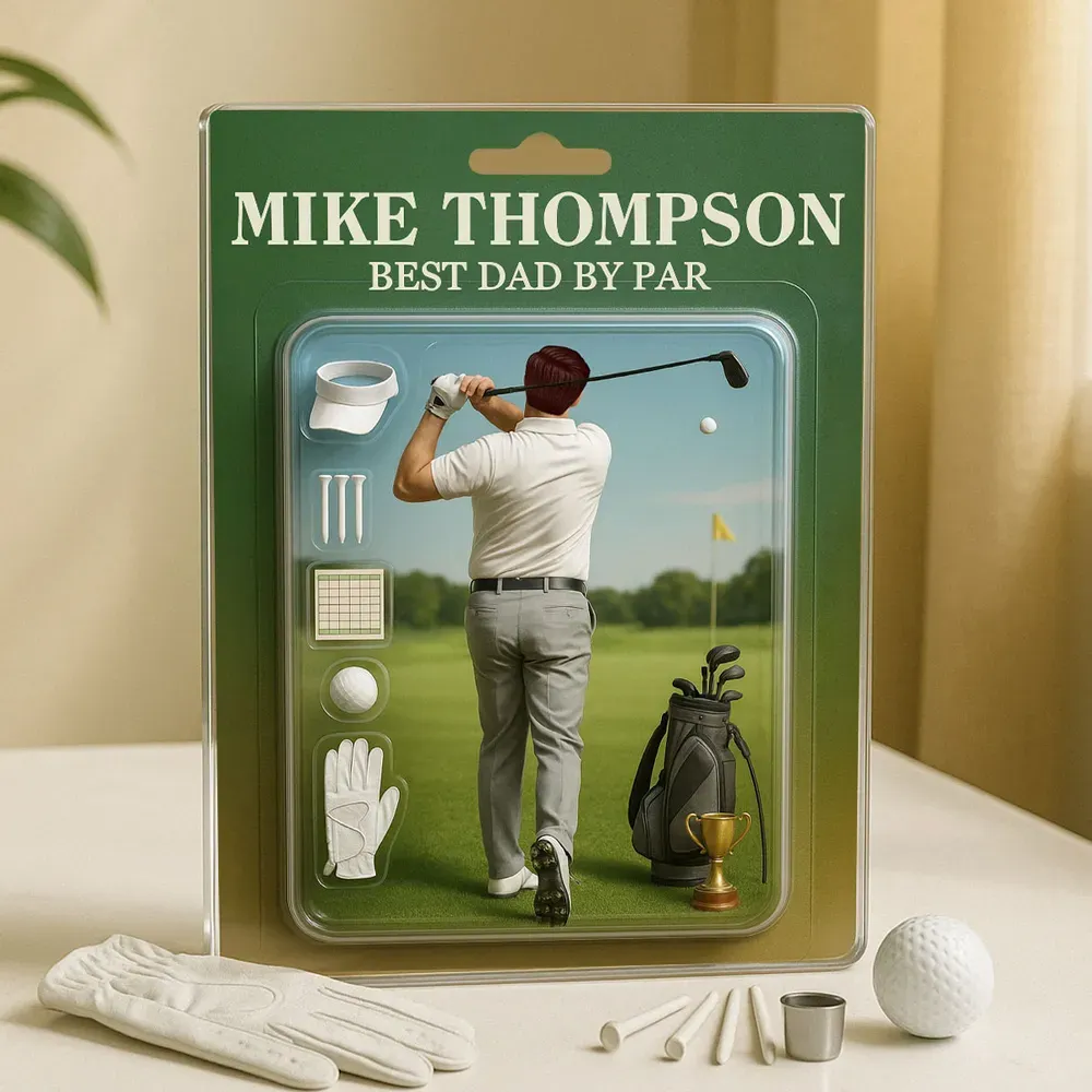 Personalized Acrylic Block Plaque Best Dad and Grandpa, Golf Lover, Realistic Figure Design