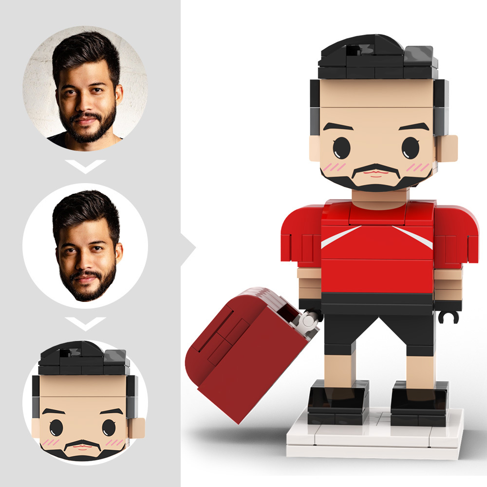 Customized Head Brick Figure American Football Player