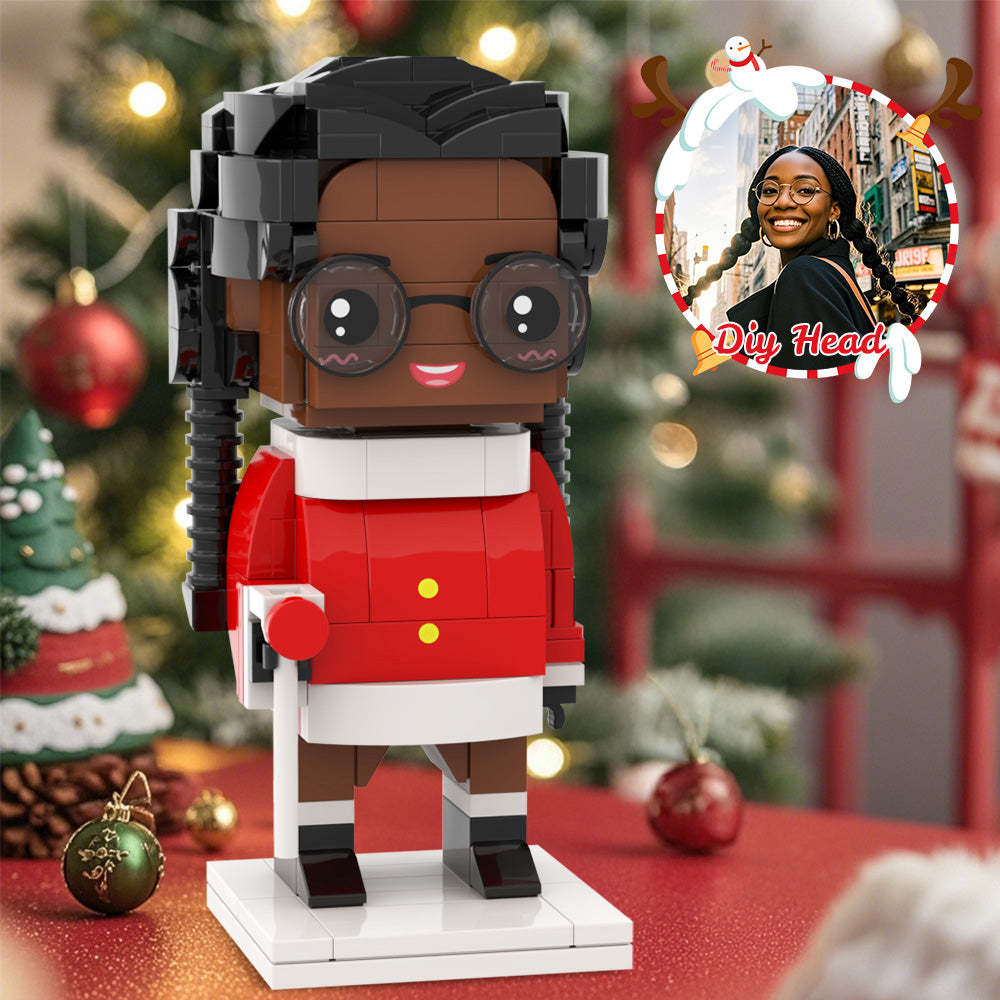 DIY Head Custom Brick Figure Classic Red And White Christmas Outfit Perfect Gift For Her On X-Mas Day
