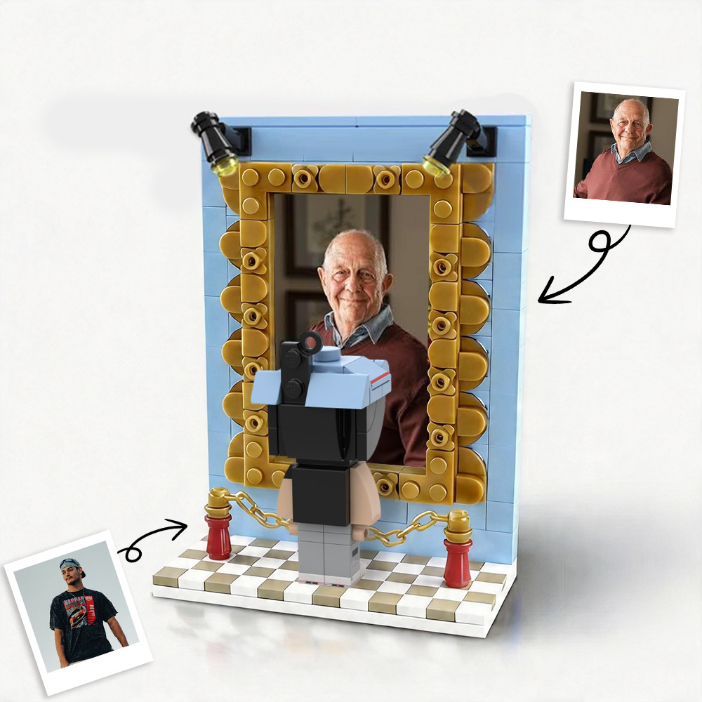 Customizable Fully Body Mini Brick Figures with Photo Frame Small Particle Block Toy Gifts