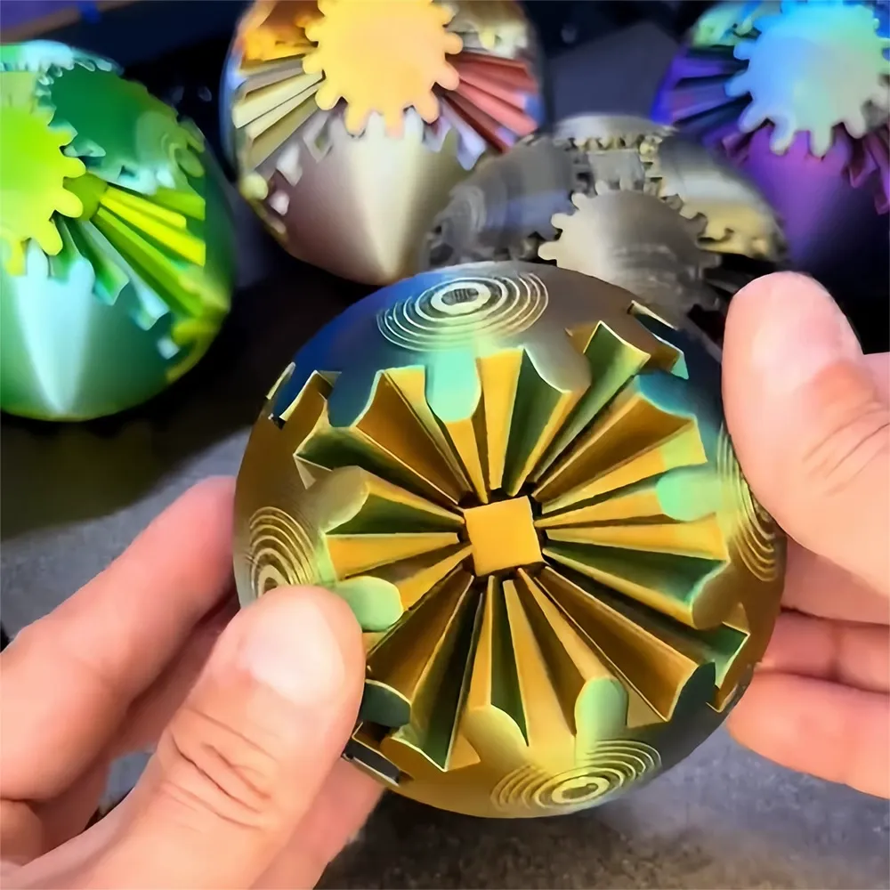 3D Printed Gear Ball Sphere Fidget-Transformable Desk Toy, Colorful Gradient, Christmas Birthday Cool Gifts for Dad Kids boy girl Ruvenbal - 