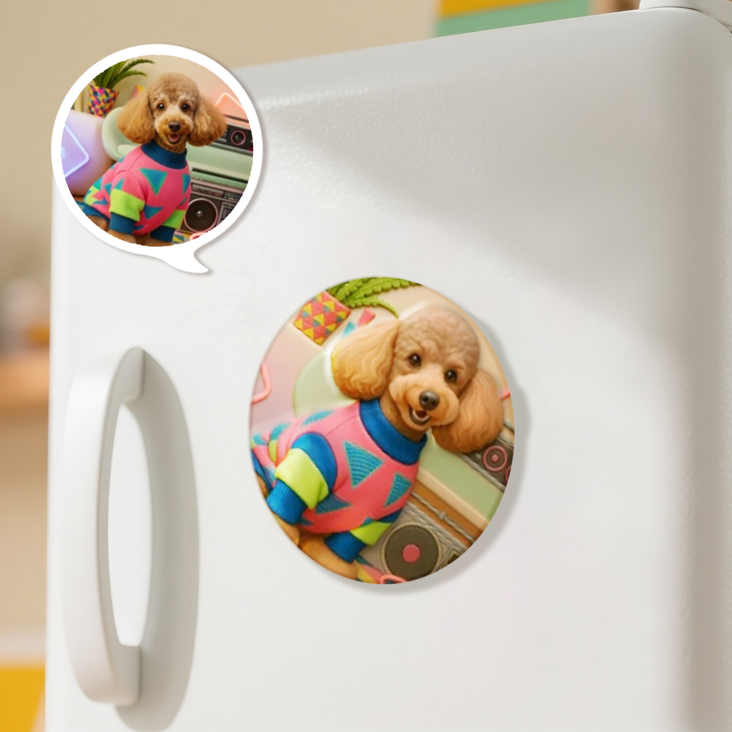 Custom 3D Cartoon Personalized Photo Fridge Magnet Badge -