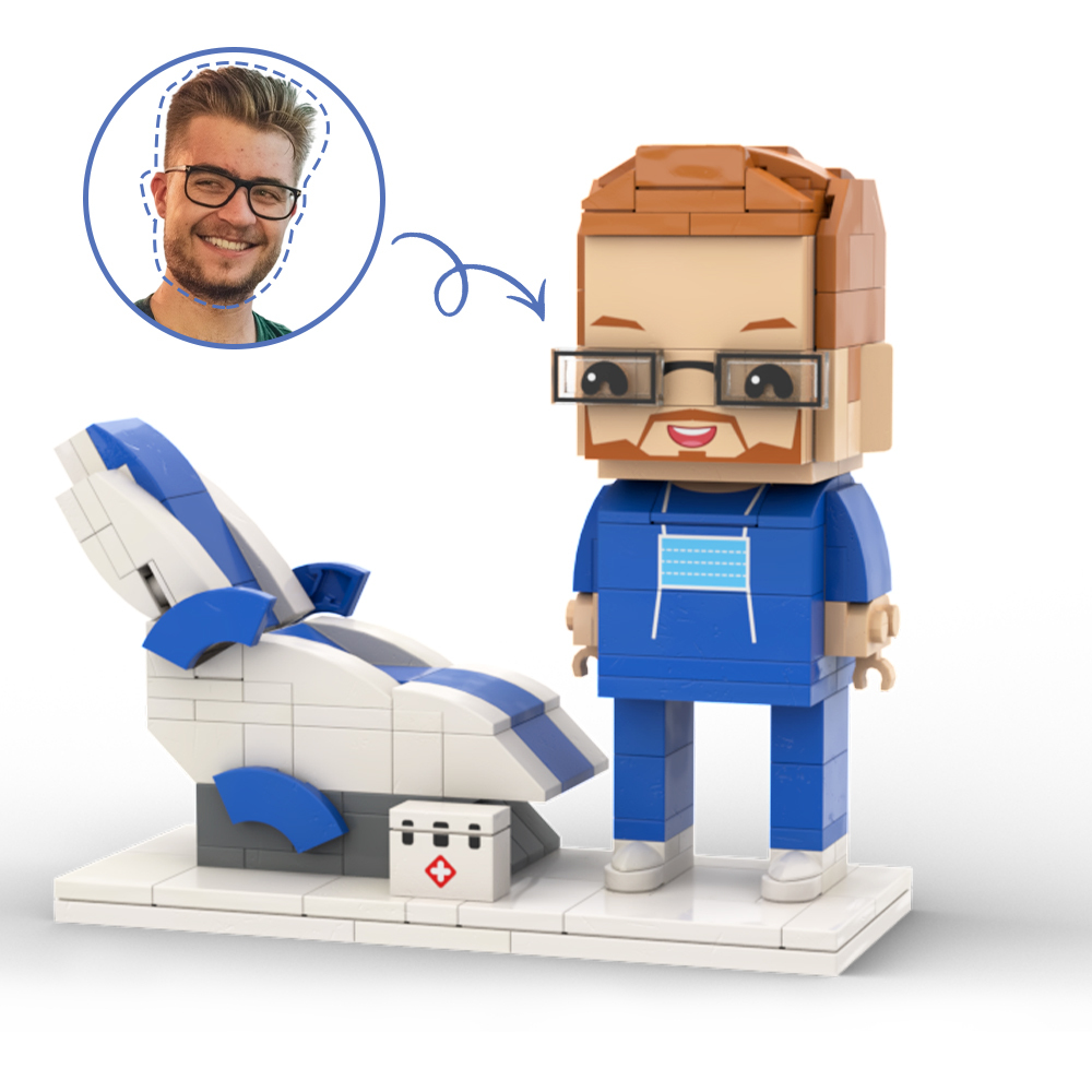 Doctors' Day Gift Custom Brick Figure for Male Dentist with Engraved Text