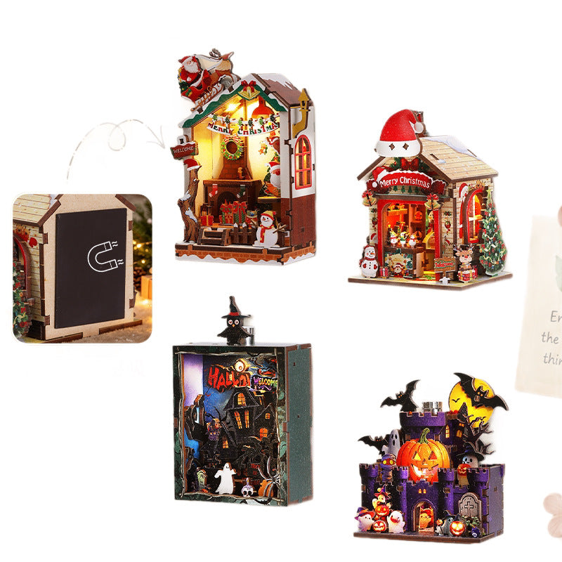 DIY Fridge Magnets  Christmas & Halloween 3D puzzle toys, gifts for boys and girls.