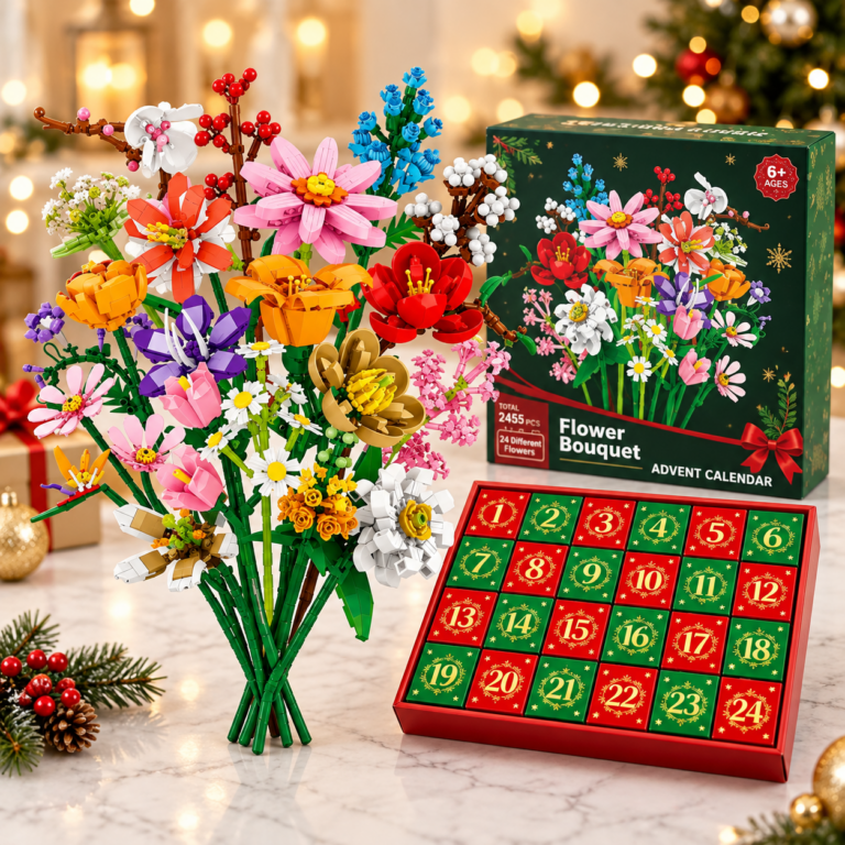 Christmas Countdown Building Block Blind Box Flower Bouquet
