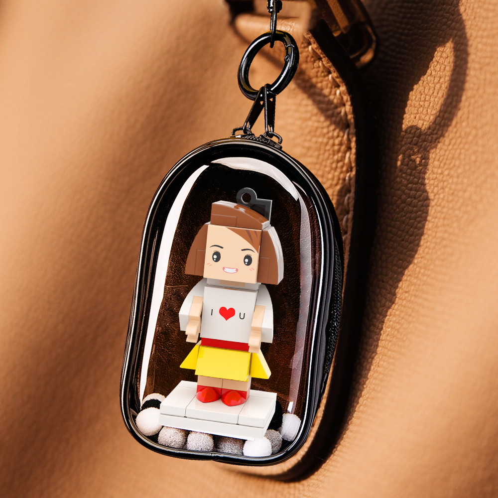 Personalized Head Brick Figure I LOVE U Custom Mini Brick Figures Small Particle Block Keychain