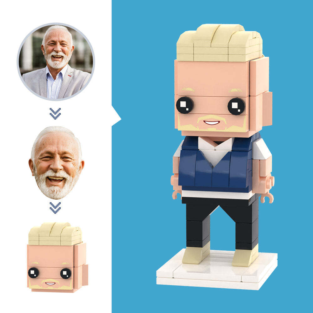 Customized Head Cool Guy Figures Small Particle Block Toy Customizable Brick Art Gifts