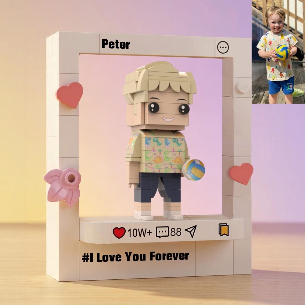 Personalized  Fully Body Brick Figure with Engrave Text Frame