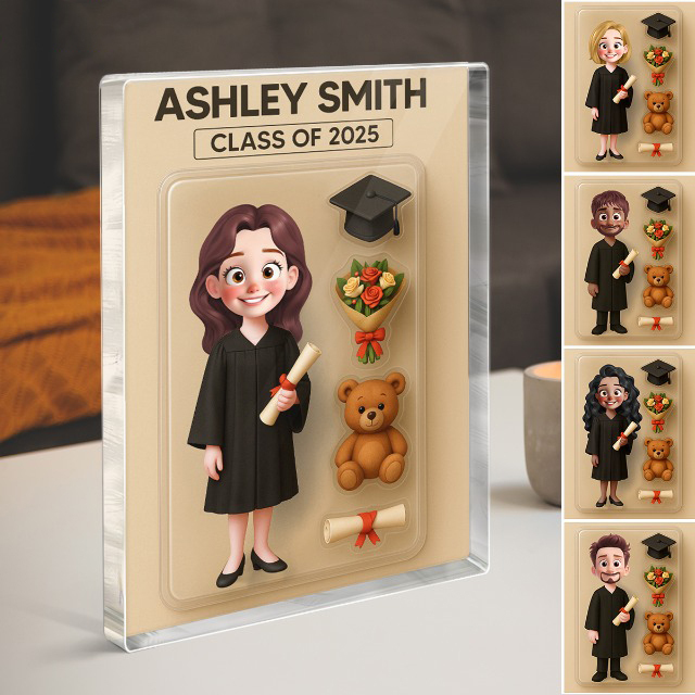 Custom Figure Personalized Graduation Acrylic Block Plaque for Graduated Students Personalized Photo Frame Acrylic Decorations Style for New Graduates