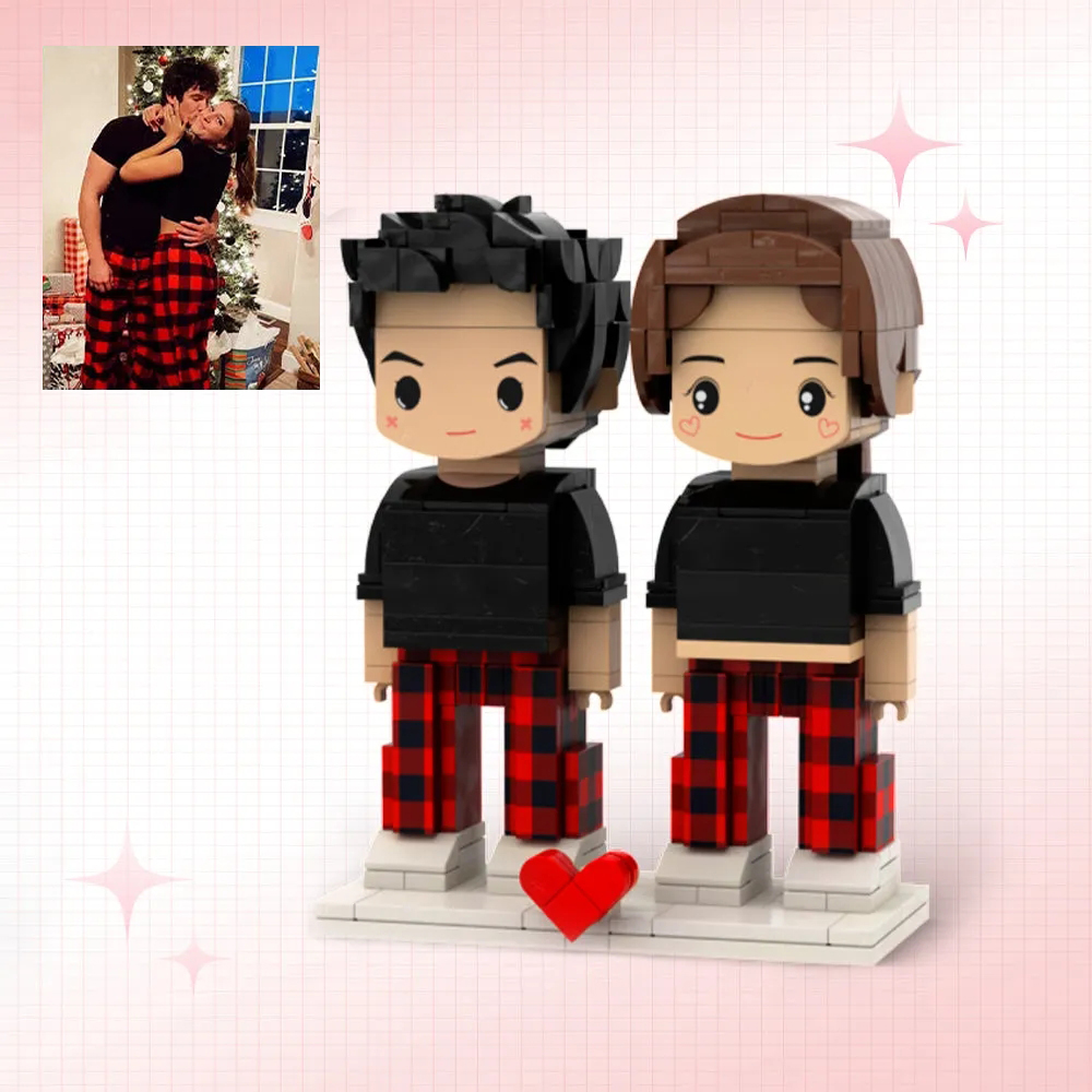 Sweet Couple Gifts Customizable Fully Body 2 People Custom Brick Figures Persanalized Cute Face Brick Figures